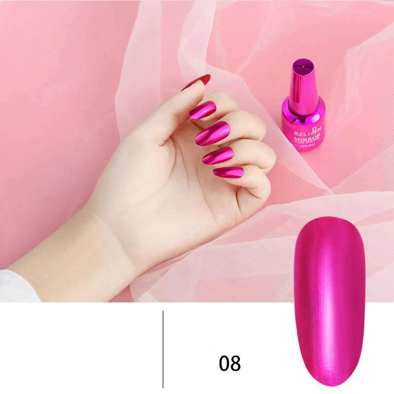 12 Colors Mirror Polish Long-lasting Quick-drying Metallic Silver Purple Rose Gold Nail Polish Is Not Peelable Nails Gel Varnish - KIMLUD