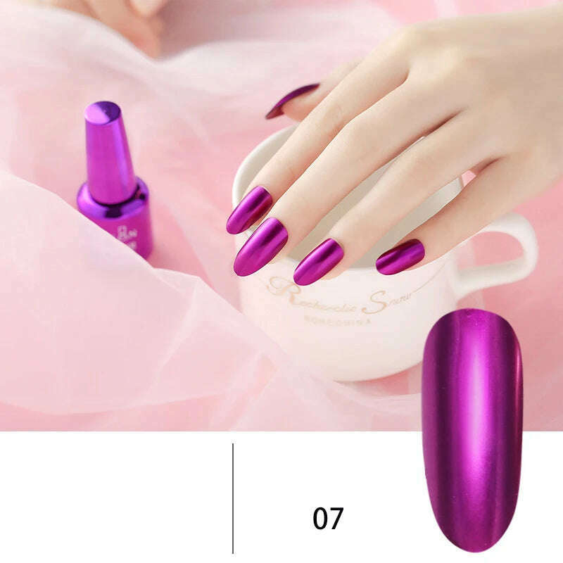 12 Colors Mirror Polish Long-lasting Quick-drying Metallic Silver Purple Rose Gold Nail Polish Is Not Peelable Nails Gel Varnish - KIMLUD