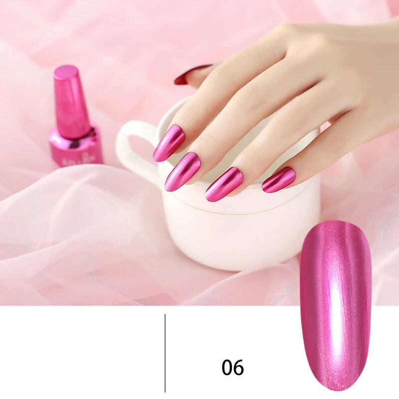 12 Colors Mirror Polish Long-lasting Quick-drying Metallic Silver Purple Rose Gold Nail Polish Is Not Peelable Nails Gel Varnish - KIMLUD