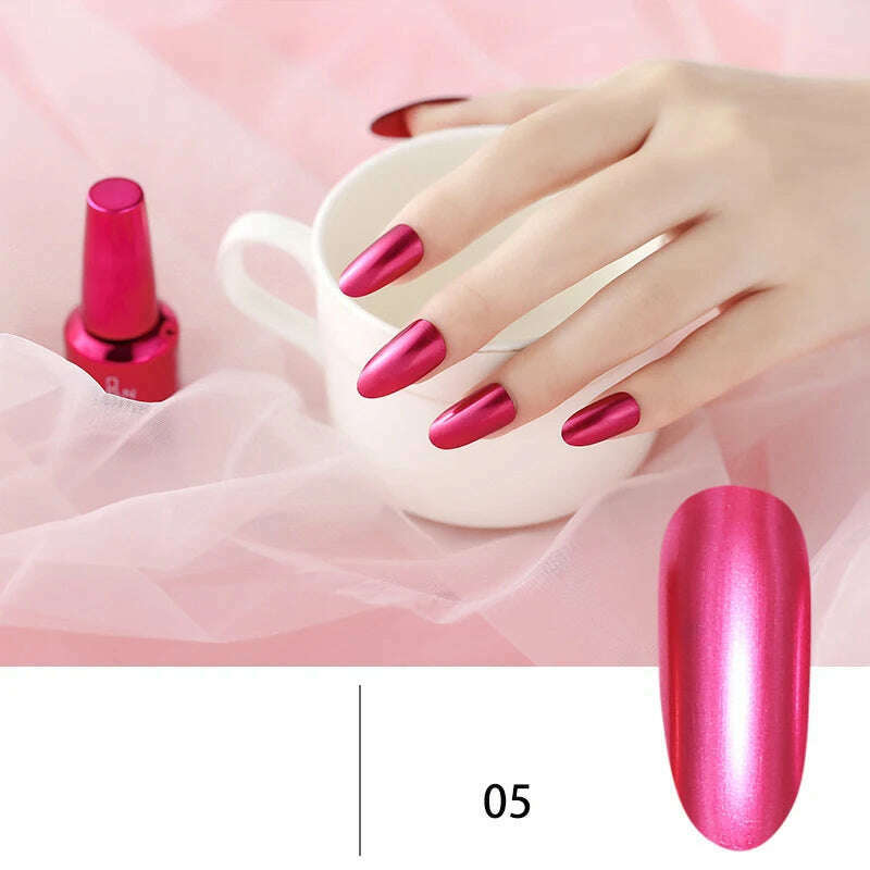 12 Colors Mirror Polish Long-lasting Quick-drying Metallic Silver Purple Rose Gold Nail Polish Is Not Peelable Nails Gel Varnish - KIMLUD