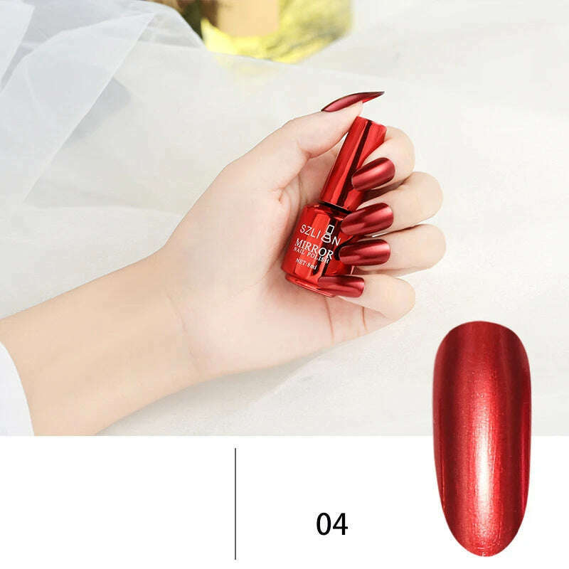 12 Colors Mirror Polish Long-lasting Quick-drying Metallic Silver Purple Rose Gold Nail Polish Is Not Peelable Nails Gel Varnish - KIMLUD