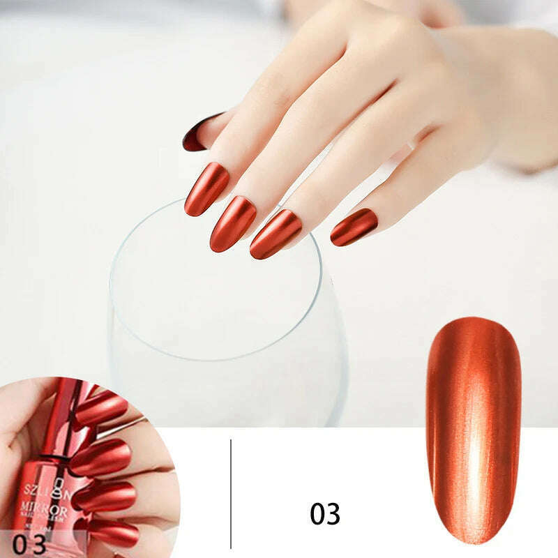12 Colors Mirror Polish Long-lasting Quick-drying Metallic Silver Purple Rose Gold Nail Polish Is Not Peelable Nails Gel Varnish - KIMLUD