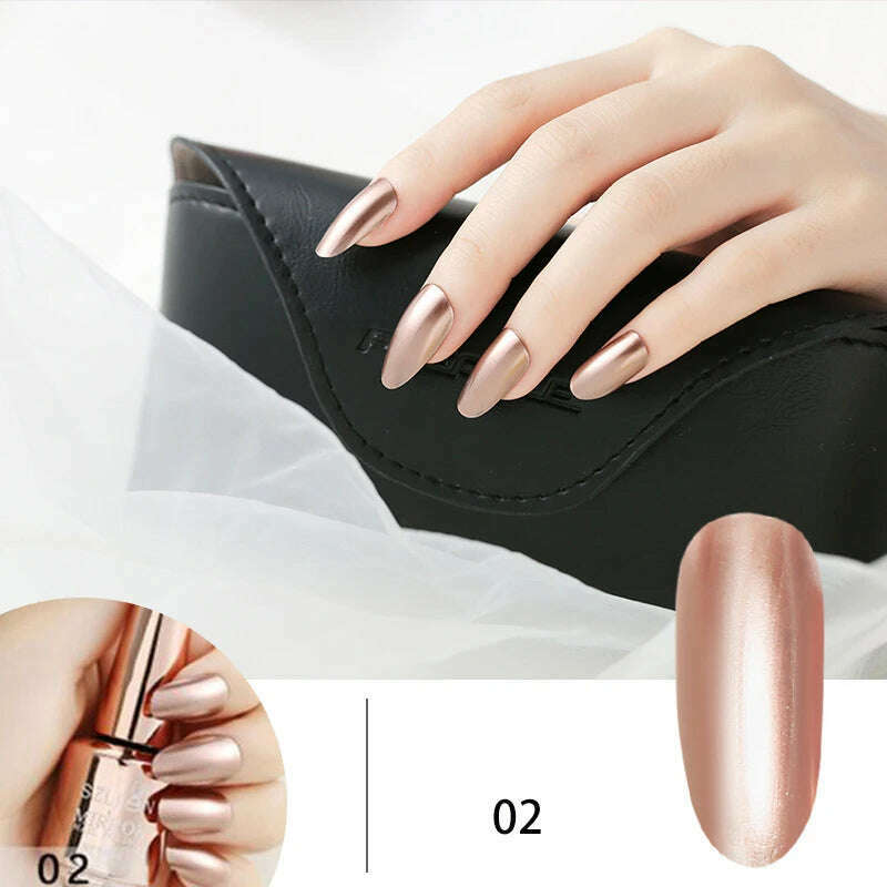 12 Colors Mirror Polish Long-lasting Quick-drying Metallic Silver Purple Rose Gold Nail Polish Is Not Peelable Nails Gel Varnish - KIMLUD