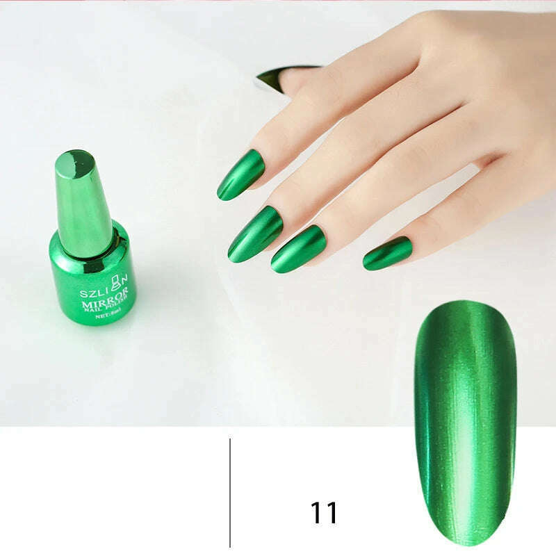 12 Colors Mirror Polish Long-lasting Quick-drying Metallic Silver Purple Rose Gold Nail Polish Is Not Peelable Nails Gel Varnish - KIMLUD