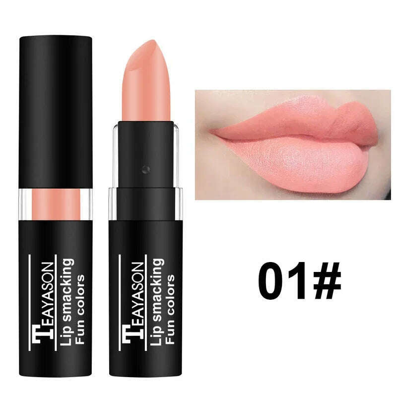 KIMLUD, 12 Colors Nude Matte Lipsticks Waterproof Long Lasting Non-stick Cup Sexy Nude Brown Red Black Velvet Lipstick Makeup Cosmetics, 01, KIMLUD APPAREL - Womens Clothes