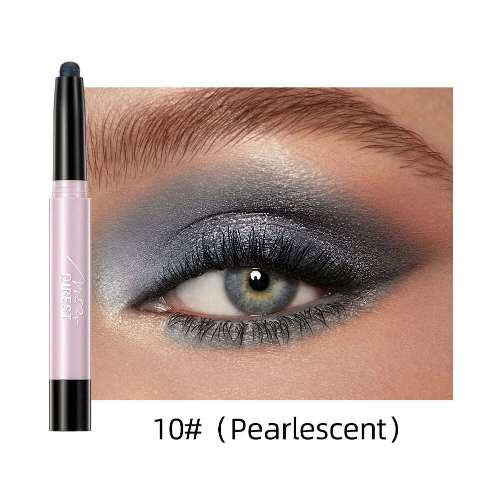 12 Colors Pearlescent Eyeshadow Eyeliner Pencil Waterproof Glitter Matte Nude Eye Shadow Makeup Pigment Silkworm Eyeshadow Pens - KIMLUD