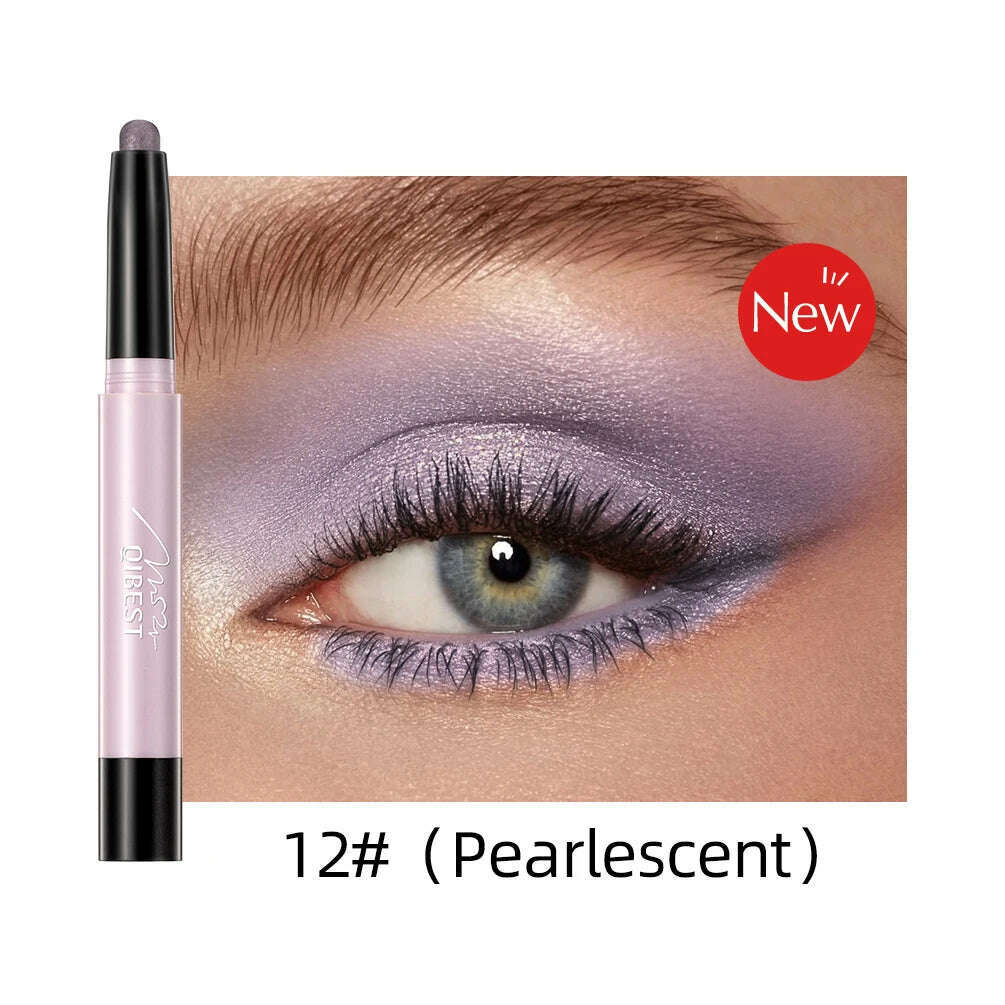 12 Colors Pearlescent Eyeshadow Eyeliner Pencil Waterproof Glitter Matte Nude Eye Shadow Makeup Pigment Silkworm Eyeshadow Pens - KIMLUD