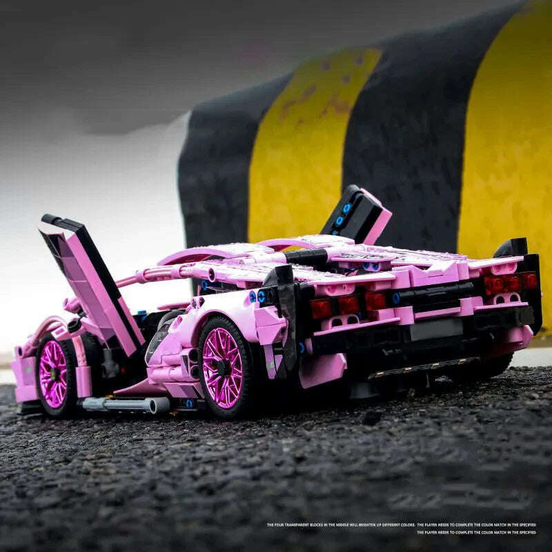 KIMLUD, 1280PCS Sakura Pink Sports Car Building Blocks Model City Racing Vehicle Series Assemble Bricks Toy For Children Christmas Gifts, KIMLUD Womens Clothes