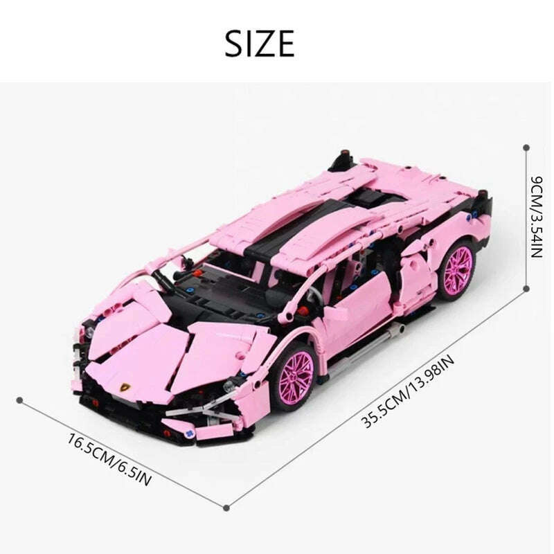 KIMLUD, 1280PCS Sakura Pink Sports Car Building Blocks Model City Racing Vehicle Series Assemble Bricks Toy For Children Christmas Gifts, KIMLUD Womens Clothes