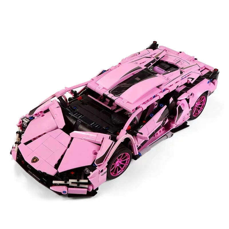 KIMLUD, 1280PCS Sakura Pink Sports Car Building Blocks Model City Racing Vehicle Series Assemble Bricks Toy For Children Christmas Gifts, 1280PCS No Box, KIMLUD APPAREL - Womens Clothes