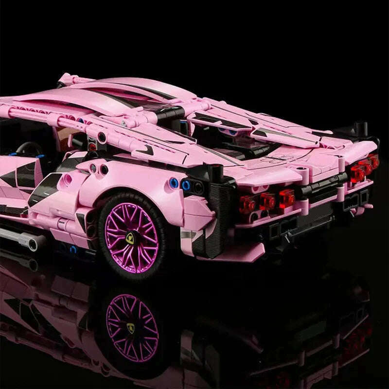 KIMLUD, 1280PCS Sakura Pink Sports Car Building Blocks Model City Racing Vehicle Series Assemble Bricks Toy For Children Christmas Gifts, KIMLUD Womens Clothes