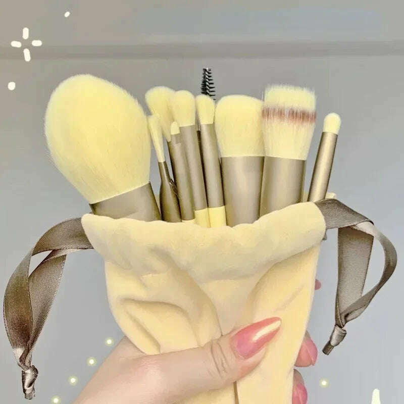 KIMLUD, 13 makeup brushes Mo Lan Di green beauty fast drying makeup brush set super soft Blush Powder brush, KIMLUD Womens Clothes