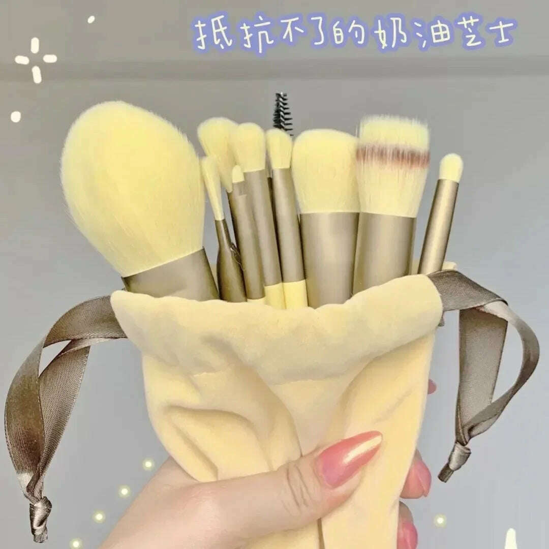 KIMLUD, 13 makeup brushes Mo Lan Di green beauty fast drying makeup brush set super soft Blush Powder brush, 13pcs yellow, KIMLUD APPAREL - Womens Clothes