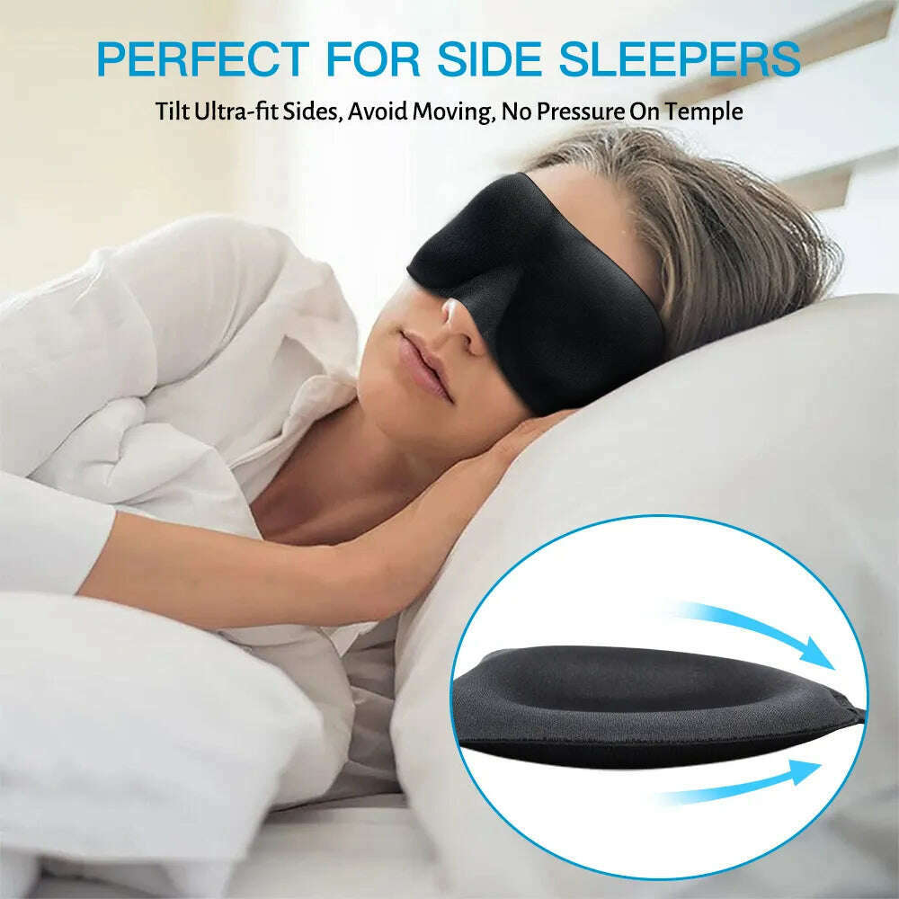 KIMLUD, 1/3 Pcs Sleep Mask Blindfold Sleeping Aid 3D Soft Memory Foam Eye mask for Sleeping Travel Blockout Light Slaapmasker Eye Cover, KIMLUD Women's Clothes