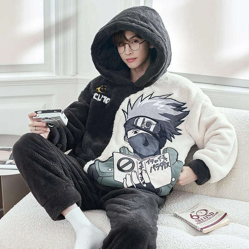 KIMLUD, 13 Style Warm Thick Flannel Plush Winter Couple Pajama Sets Long Sleeve Female Male Pyjamas Lover Clothing Sweet Cartoon Hoodies, 9518 / Women M (Asian), KIMLUD APPAREL - Womens Clothes