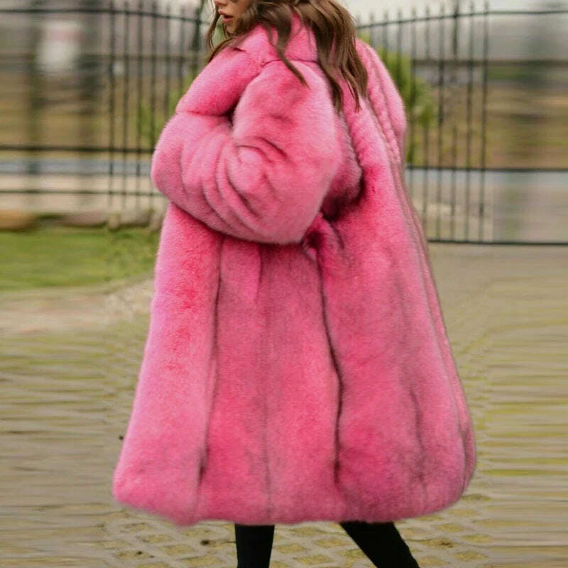 KIMLUD, 130cm Long High Quality Fox Fur Coat Women With Big Lapel Collar Full Pelt Genuine Fox Fur Jacket Natural Women Fur Coats Female, KIMLUD Womens Clothes