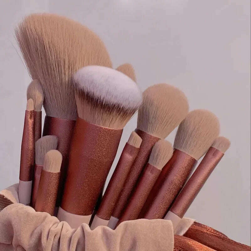 13Pcs Soft Fluffy Makeup Brushes Set for cosmetics Foundation Blush Powder Eyeshadow Kabuki Blending Makeup brush beauty tool - KIMLUD