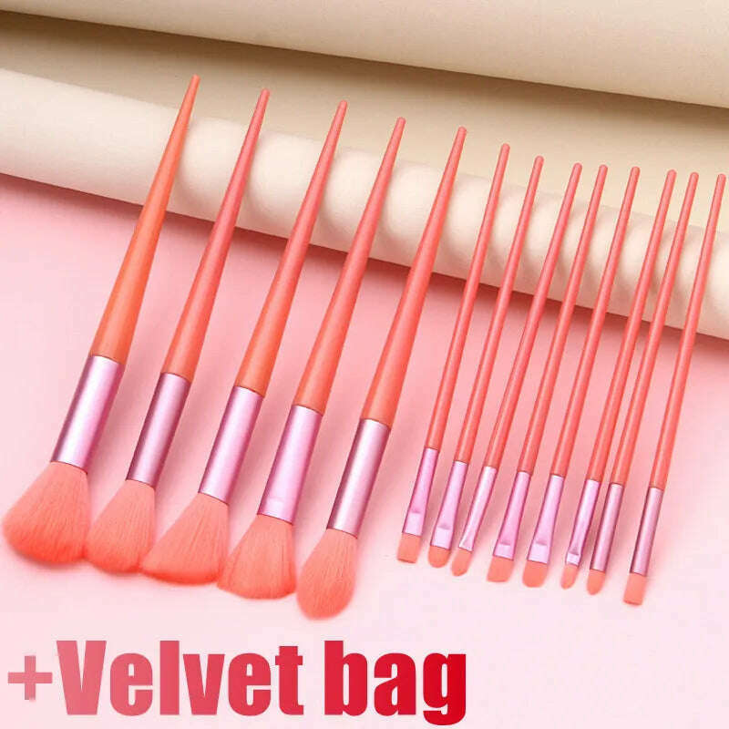 13Pcs Soft Fluffy Makeup Brushes Set for cosmetics Foundation Blush Powder Eyeshadow Kabuki Blending Makeup brush beauty tool - KIMLUD