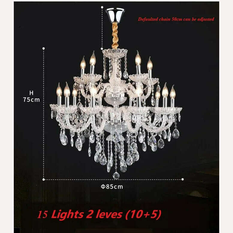 15/30 Lights Fashion Luxury Large Crystal Chandelier Light Living Room Bedroom Hotel Villa Lustre Cristal Lamp Lighting Fixture - KIMLUD
