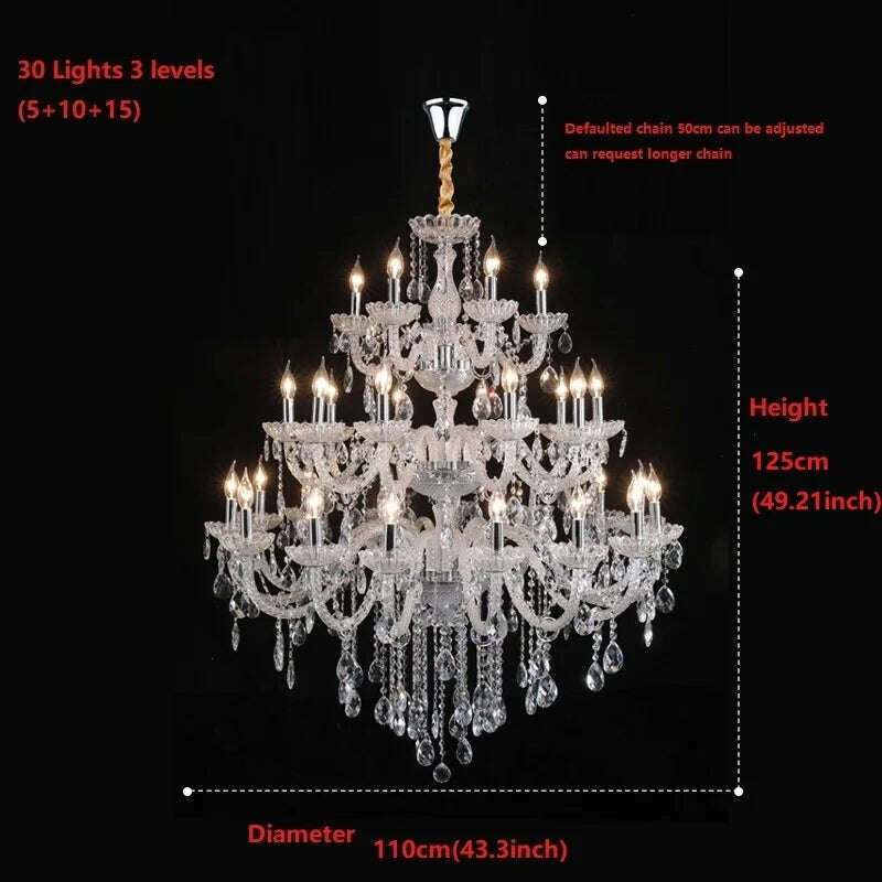 15/30 Lights Fashion Luxury Large Crystal Chandelier Light Living Room Bedroom Hotel Villa Lustre Cristal Lamp Lighting Fixture - KIMLUD