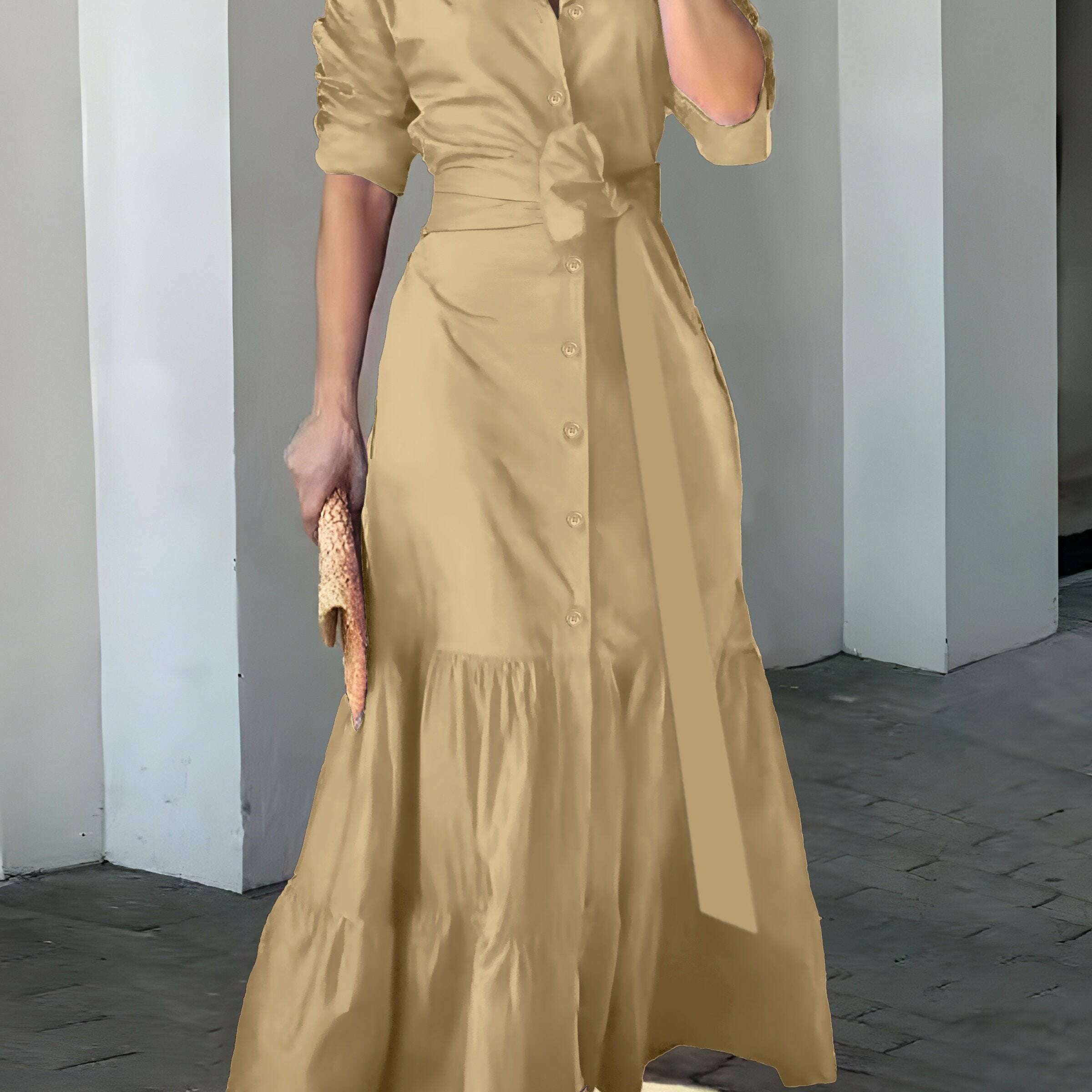 stunning-ruffled-maxi-dress---solid-button-front-belted-waist-elegant-ruched-sleeve-flowy-design-womens-clothing-for-special-occasionskimlud-womens-fashion-34625590