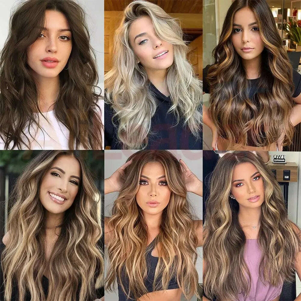 KIMLUD, 18 Clips in Hair Extensions 8pcs Human Hair Clip in Extensions 16-26 Inch Ombre Chocolate Brown Colored #4/27/4 In Huamn Hair, KIMLUD Womens Clothes