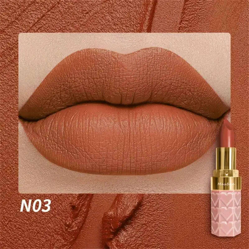 KIMLUD, 18 Color Matte Lipstick Waterproof Long-Lasting Velvet Lipstick Sexy Red Pink Brown Lipstick Non-stick Cup Batom Makeup Cosmetic, N03-4.2g / CHINA, KIMLUD APPAREL - Womens Clothes
