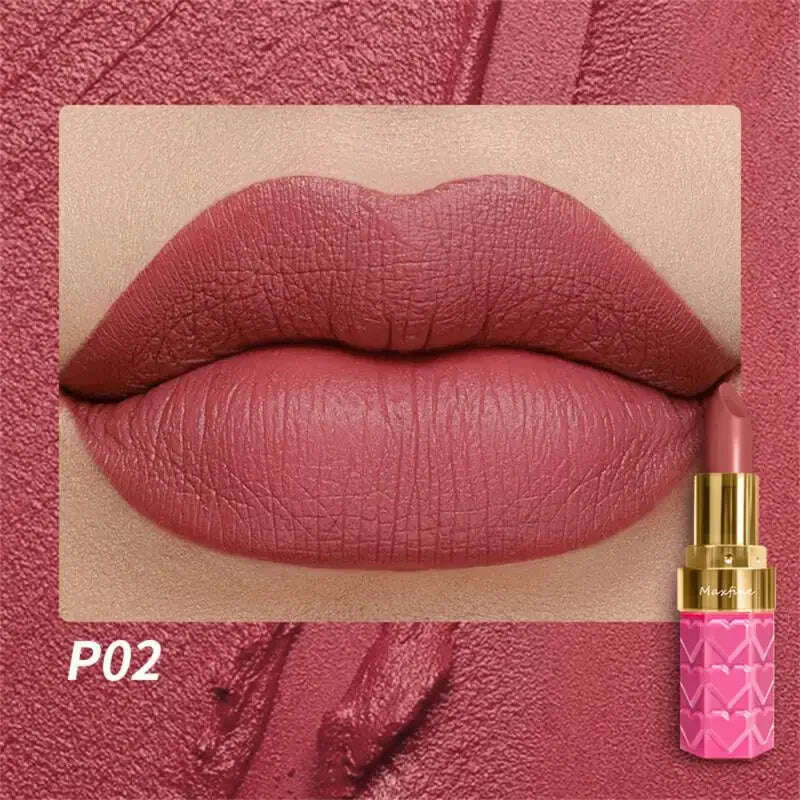 KIMLUD, 18 Color Matte Lipstick Waterproof Long-Lasting Velvet Lipstick Sexy Red Pink Brown Lipstick Non-stick Cup Batom Makeup Cosmetic, KIMLUD Womens Clothes