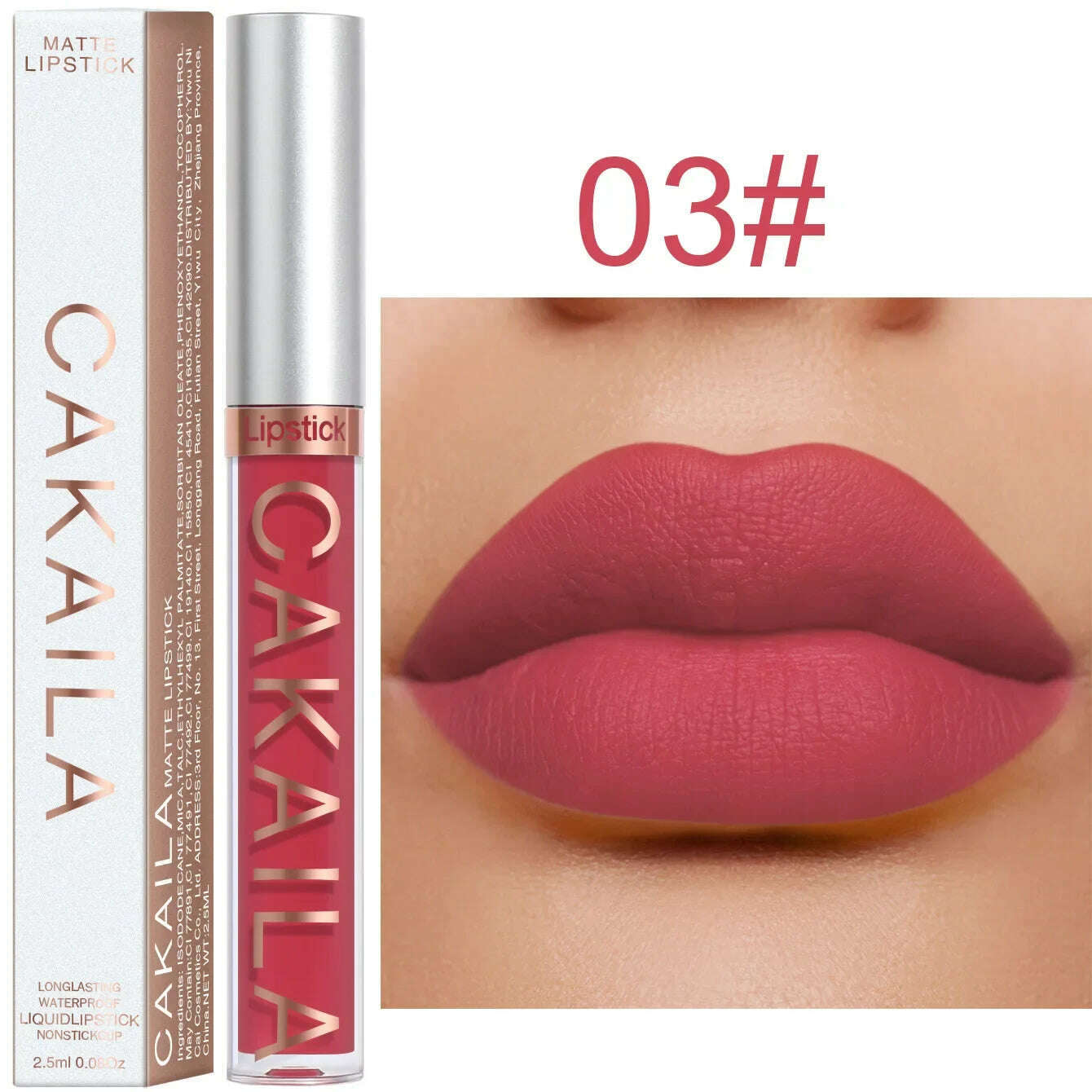 KIMLUD, 18 Colors Long Lasting Matte Nude Liquid Lipstick Waterproof Non-stick Cup Sexy Nude Red Brown Lip Gloss Lips Makeup Cosmetics, 03, KIMLUD APPAREL - Womens Clothes