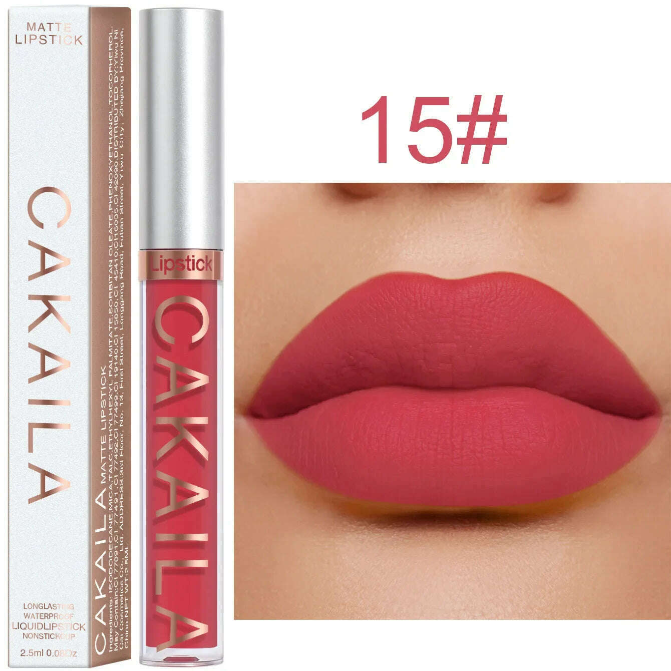 KIMLUD, 18 Colors Long Lasting Matte Nude Liquid Lipstick Waterproof Non-stick Cup Sexy Nude Red Brown Lip Gloss Lips Makeup Cosmetics, 15, KIMLUD APPAREL - Womens Clothes