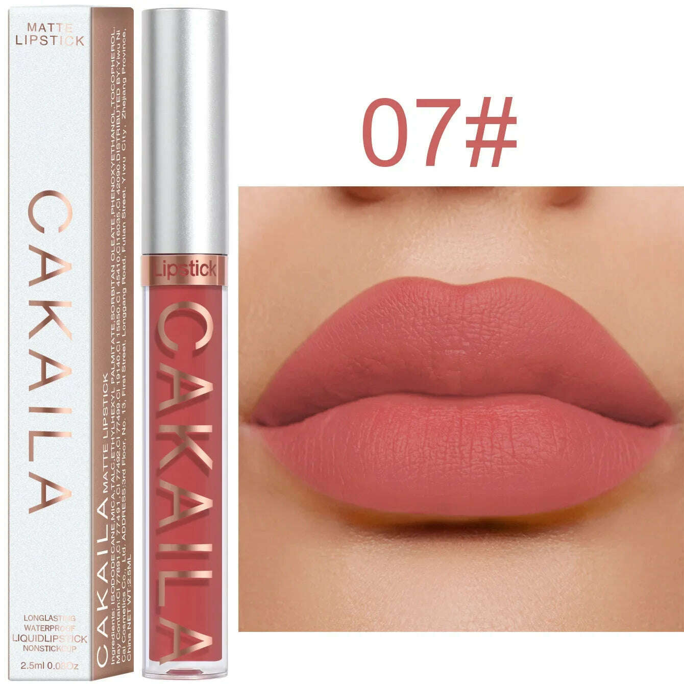 KIMLUD, 18 Colors Long Lasting Matte Nude Liquid Lipstick Waterproof Non-stick Cup Sexy Nude Red Brown Lip Gloss Lips Makeup Cosmetics, 07, KIMLUD APPAREL - Womens Clothes
