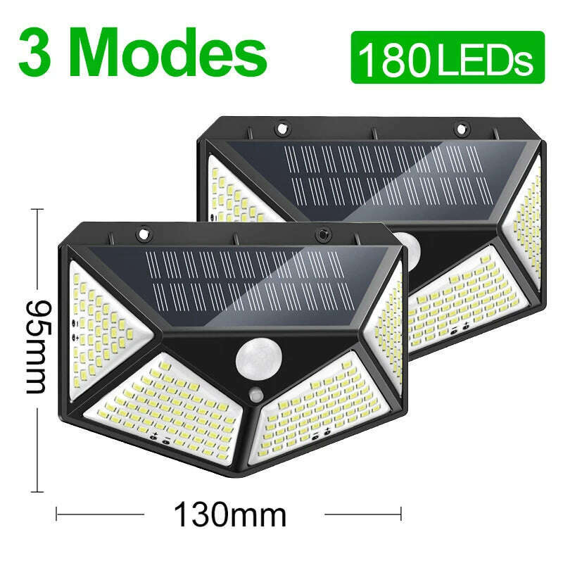 KIMLUD, 180 100 LED Solar Light Outdoor Solar Lamp with Motion Sensor LED Garden Light Waterproof Solar Power Spotlight Street Sunlight, 2 Pieces 180 LEDs / Russian Federation, KIMLUD APPAREL - Womens Clothes
