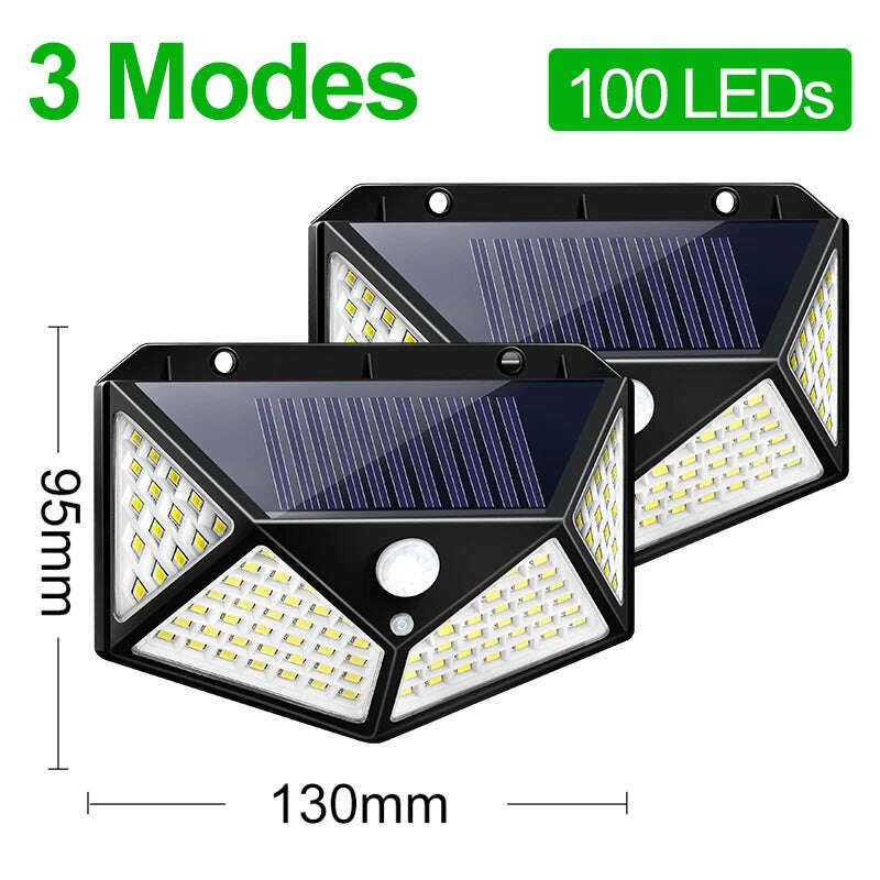 KIMLUD, 180 100 LED Solar Light Outdoor Solar Lamp with Motion Sensor LED Garden Light Waterproof Solar Power Spotlight Street Sunlight, 2 Pieces 100 LEDs / Russian Federation, KIMLUD APPAREL - Womens Clothes