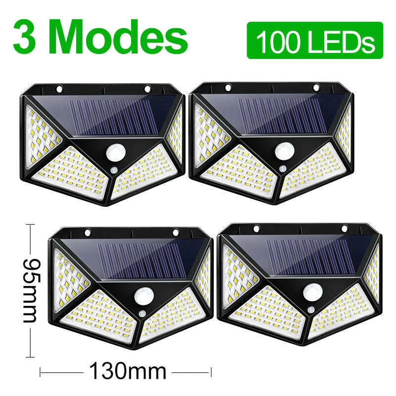 KIMLUD, 180 100 LED Solar Light Outdoor Solar Lamp with Motion Sensor LED Garden Light Waterproof Solar Power Spotlight Street Sunlight, KIMLUD Womens Clothes
