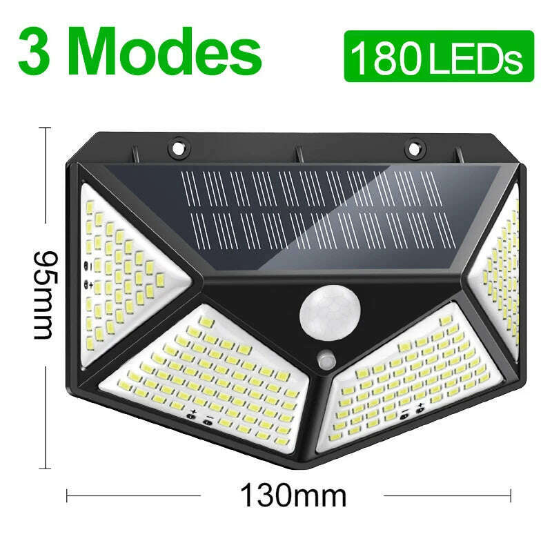 KIMLUD, 180 100 LED Solar Light Outdoor Solar Lamp with Motion Sensor LED Garden Light Waterproof Solar Power Spotlight Street Sunlight, 1 Pieces 180 LEDs / China, KIMLUD APPAREL - Womens Clothes