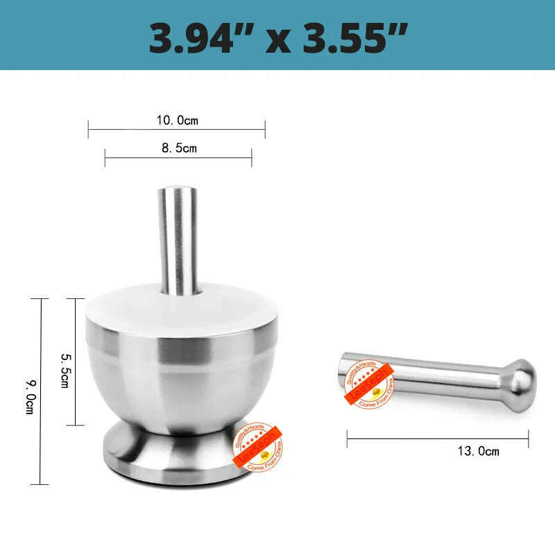 KIMLUD, 18/8 Stainless Steel Mortar and Pestle Spice Grinder with Silicone dust cover, Anti Slip Base and Comfy Grip - Dishwasher Safe, KIMLUD Womens Clothes