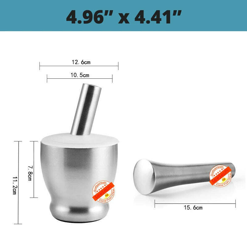 KIMLUD, 18/8 Stainless Steel Mortar and Pestle Spice Grinder with Silicone dust cover, Anti Slip Base and Comfy Grip - Dishwasher Safe, C, KIMLUD APPAREL - Womens Clothes