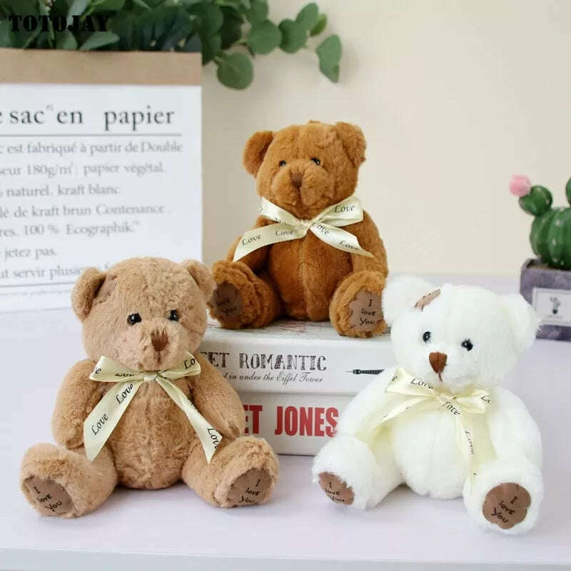 KIMLUD, 18cm 1pc Cute Bear Dolls Lovely Teddy Bear Stuffed Toy Soft Bear Toy Boys Girls Birthday Brinquedos Wedding Gifts, KIMLUD Women's Clothes