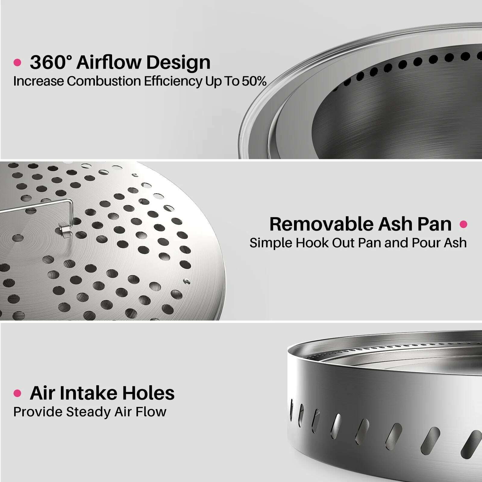 KIMLUD, 19.5'' Smokeless Fire Pit, Outdoor Stainless Steel Firepit with Carry Bag, Wood Burning Portable Fireplaces for Camping Bonfire, KIMLUD Womens Clothes