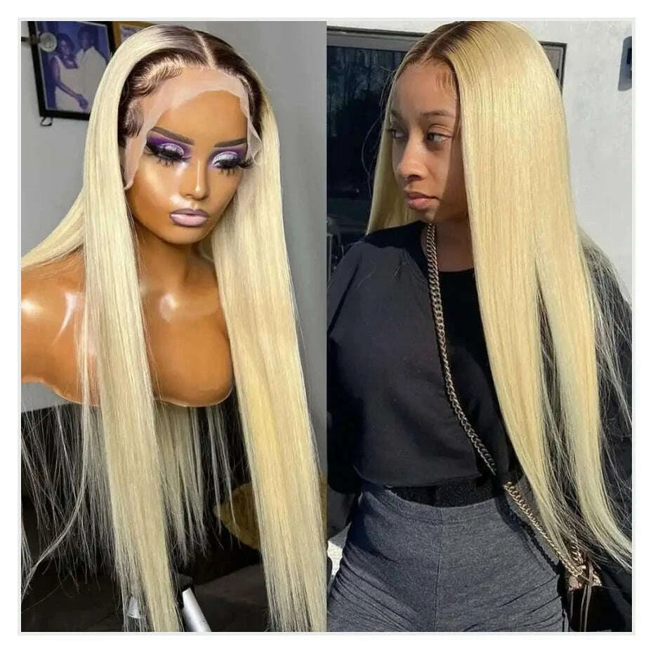 1B 613 Body Wave Human Hair Wig 13x6 Hd Lace Frontal Wig Brazilian 2 Tone Dark Root Ombre Blonde Lace Front Wigs For Black Women
