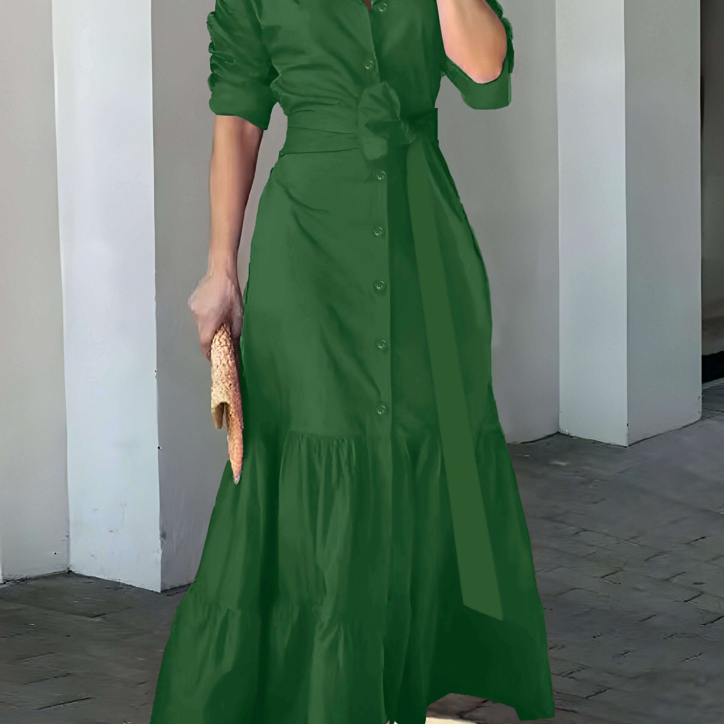 stunning-ruffled-maxi-dress---solid-button-front-belted-waist-elegant-ruched-sleeve-flowy-design-womens-clothing-for-special-occasionskimlud-womens-fashion-34625588