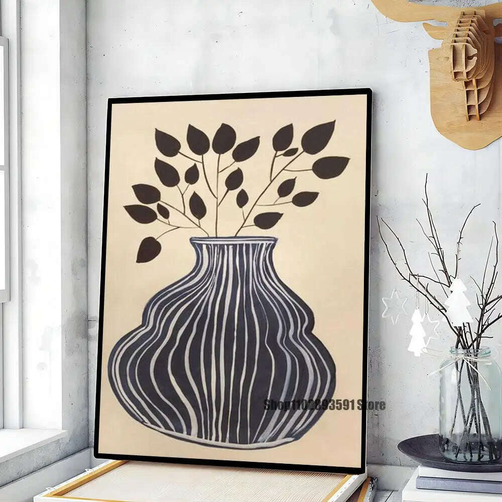 1pc Abstract Line Lemon Flower Vase Geometry Nordic Poster Paper Print Home Bedroom Entrance Bar Cafe Art Painting Decoration - KIMLUD