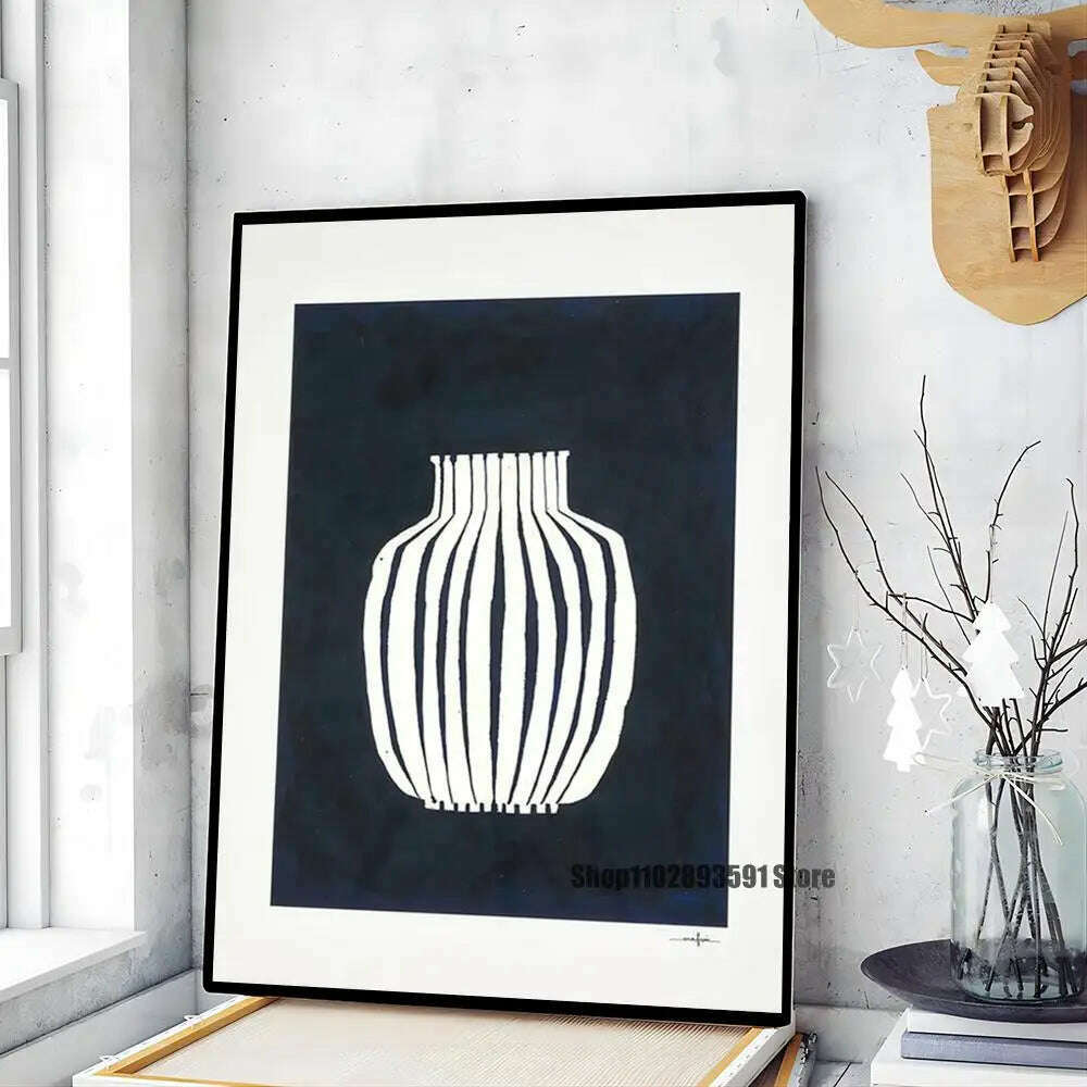 1pc Abstract Line Lemon Flower Vase Geometry Nordic Poster Paper Print Home Bedroom Entrance Bar Cafe Art Painting Decoration - KIMLUD