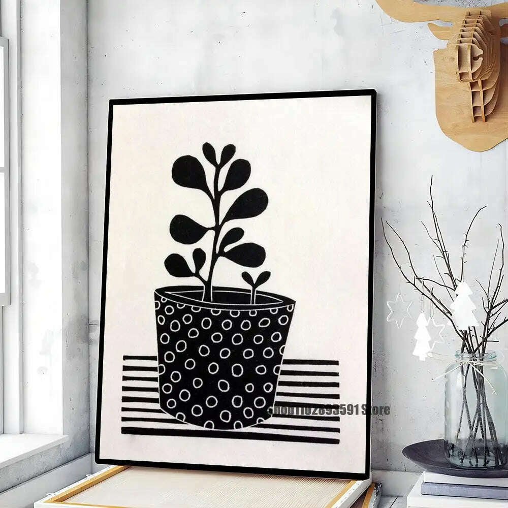 1pc Abstract Line Lemon Flower Vase Geometry Nordic Poster Paper Print Home Bedroom Entrance Bar Cafe Art Painting Decoration - KIMLUD