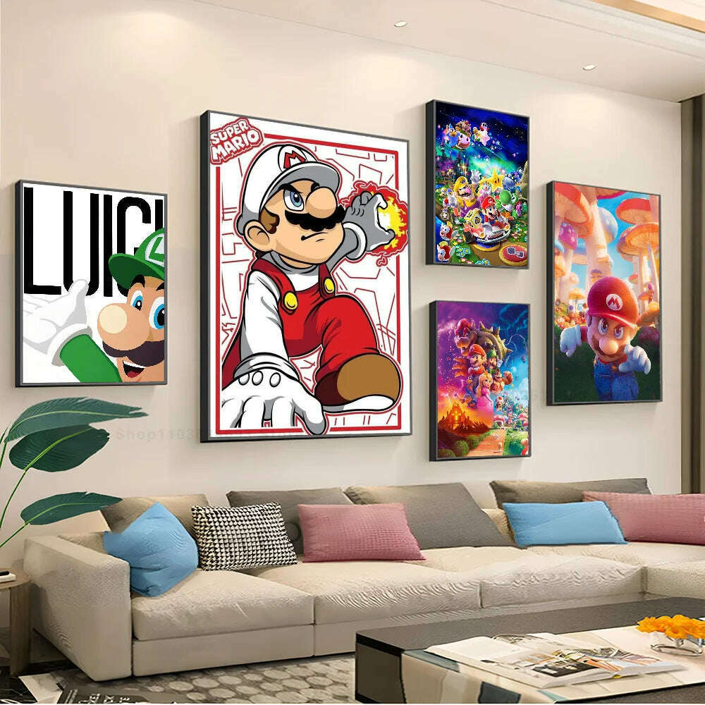 KIMLUD, 1pc Anime Game Plumber Uncle Mushroom M-Marios Poster Stickers Art Wall Murals Decor Game, KIMLUD Womens Clothes