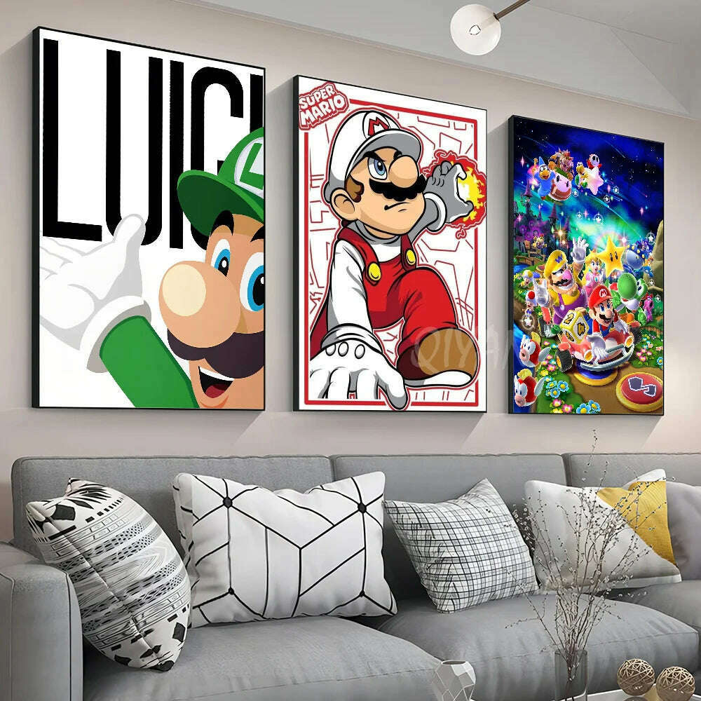 KIMLUD, 1pc Anime Game Plumber Uncle Mushroom M-Marios Poster Stickers Art Wall Murals Decor Game, KIMLUD Womens Clothes