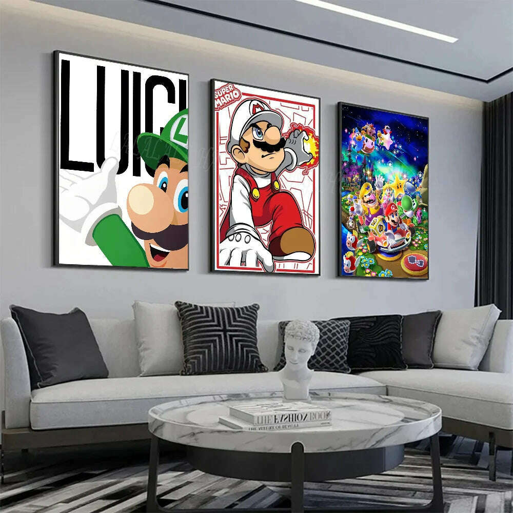 KIMLUD, 1pc Anime Game Plumber Uncle Mushroom M-Marios Poster Stickers Art Wall Murals Decor Game, KIMLUD Womens Clothes