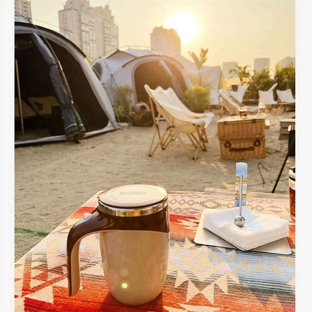 1pc Automatic Magnetic Stirring Coffee Mug Rotating Home Office Travel Mixing Cup Electric Stainless Steel Self Mixing Coffee - KIMLUD