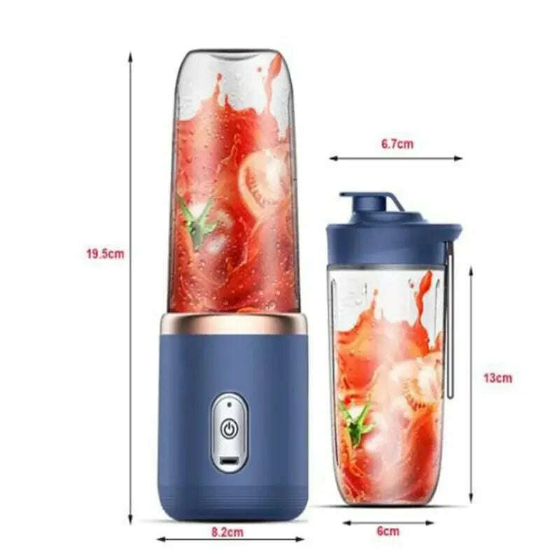 KIMLUD, 1pc Blue/Pink Portable Small Electric Juicer Stainless Steel Blade Cup Juicer Fruit Automatic Smoothie Blender Kitchen Tool, KIMLUD Womens Clothes