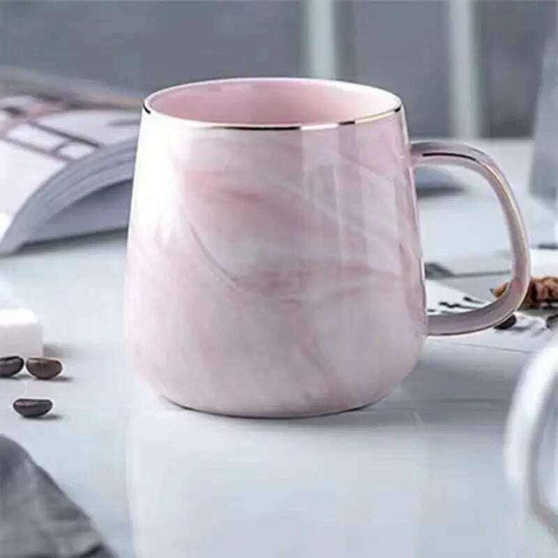 KIMLUD, 1PC Ceramic Cup Nordic Gold Rim Coffee Oatmeal Breakfast Cup Creative Personality Mug Marble Pattern, KIMLUD Womens Clothes
